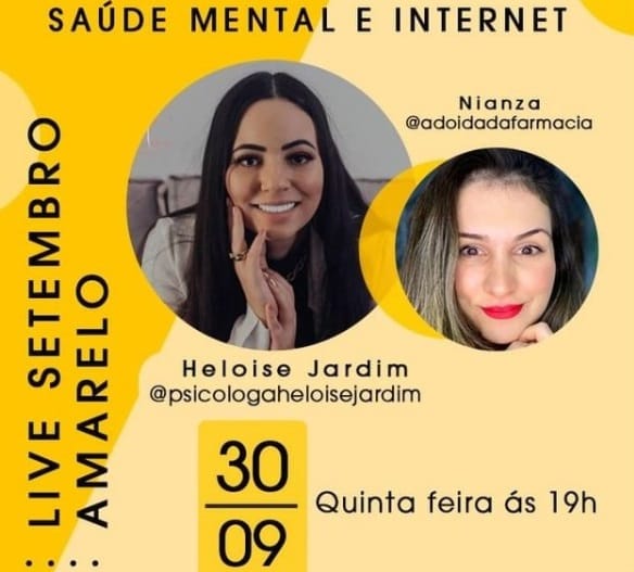 Imagem informativa da Live Setembro Amarelo, que será realizada no perfil do Instagram da Farmadelivery.