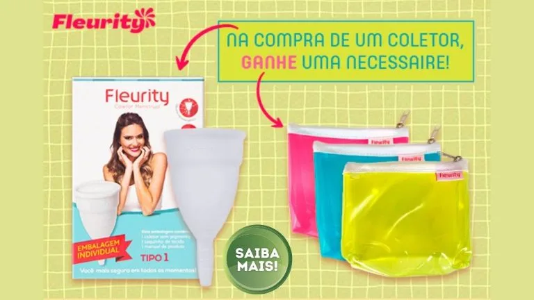 Imagem ilustrativa da oferta coletores Fleurity com brinde exclusivo.