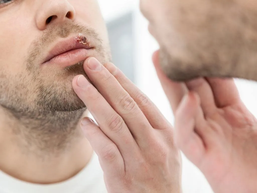 Feridas de herpes na boca
